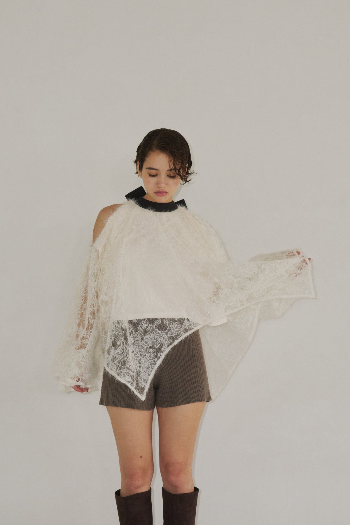 feather lace blouse