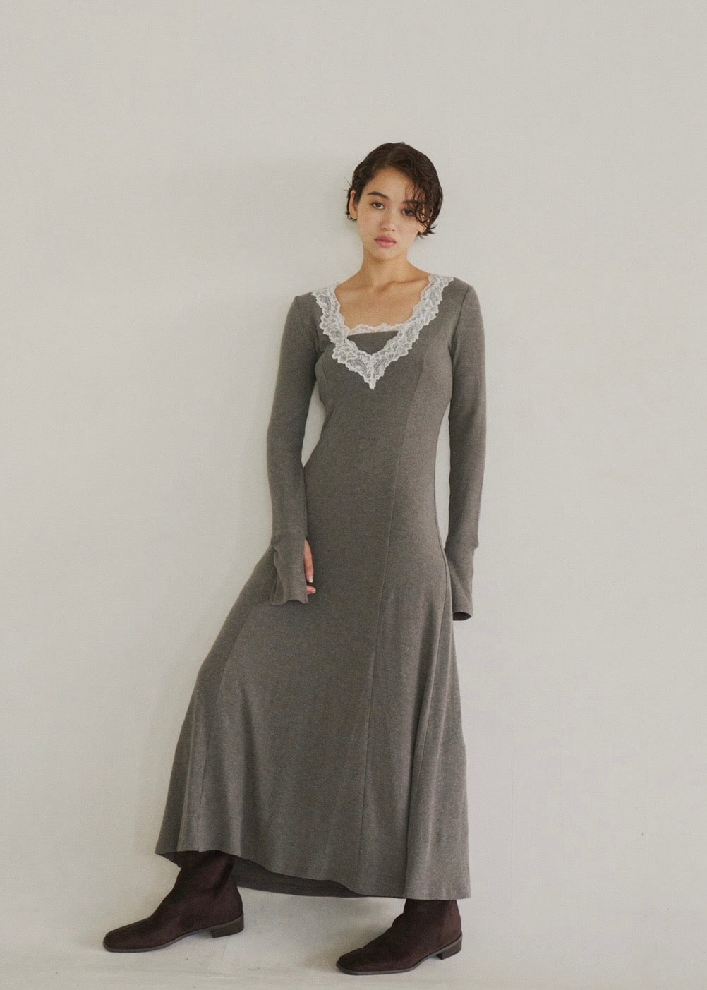 lace bare top set dress