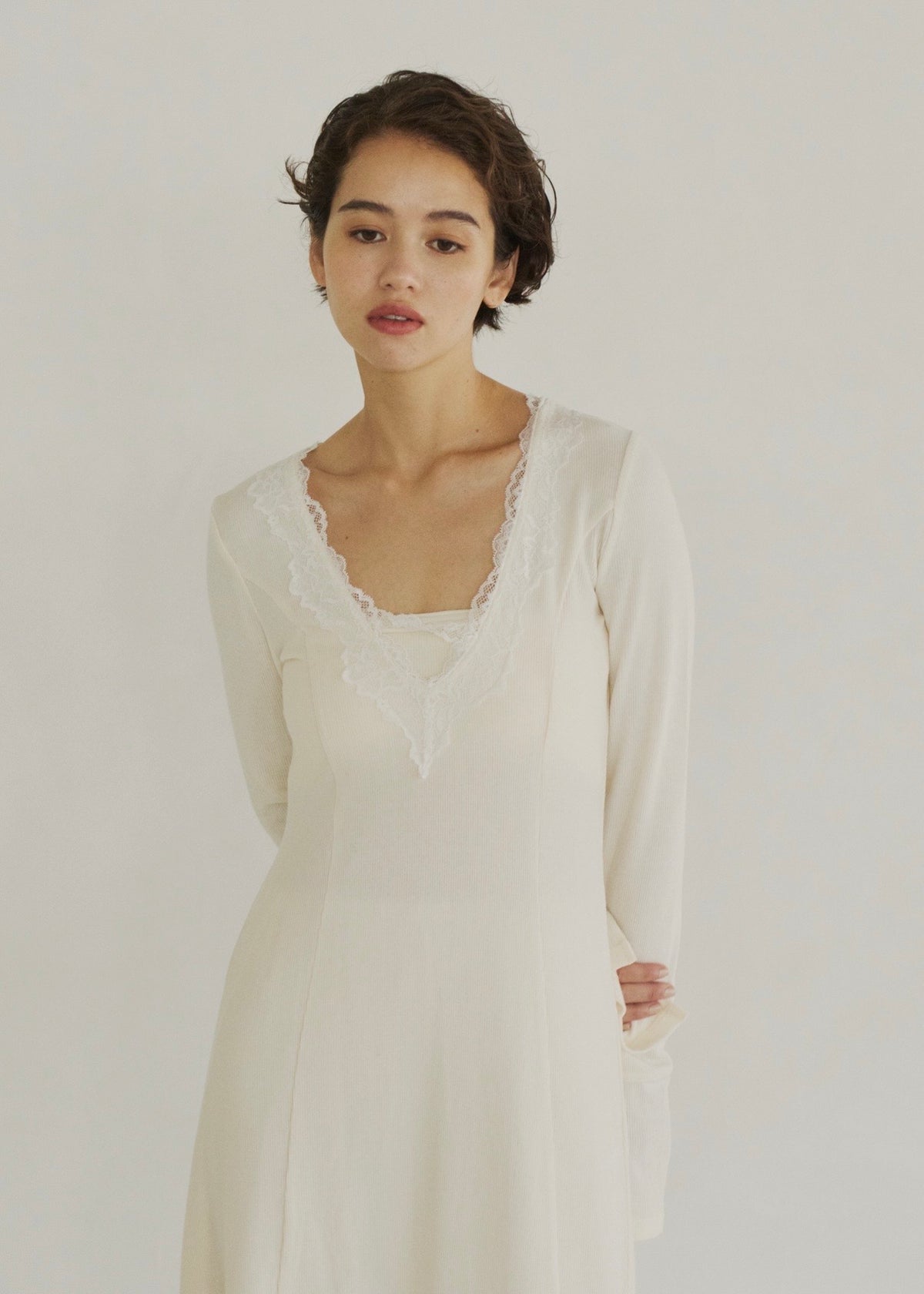 lace bare top set dress
