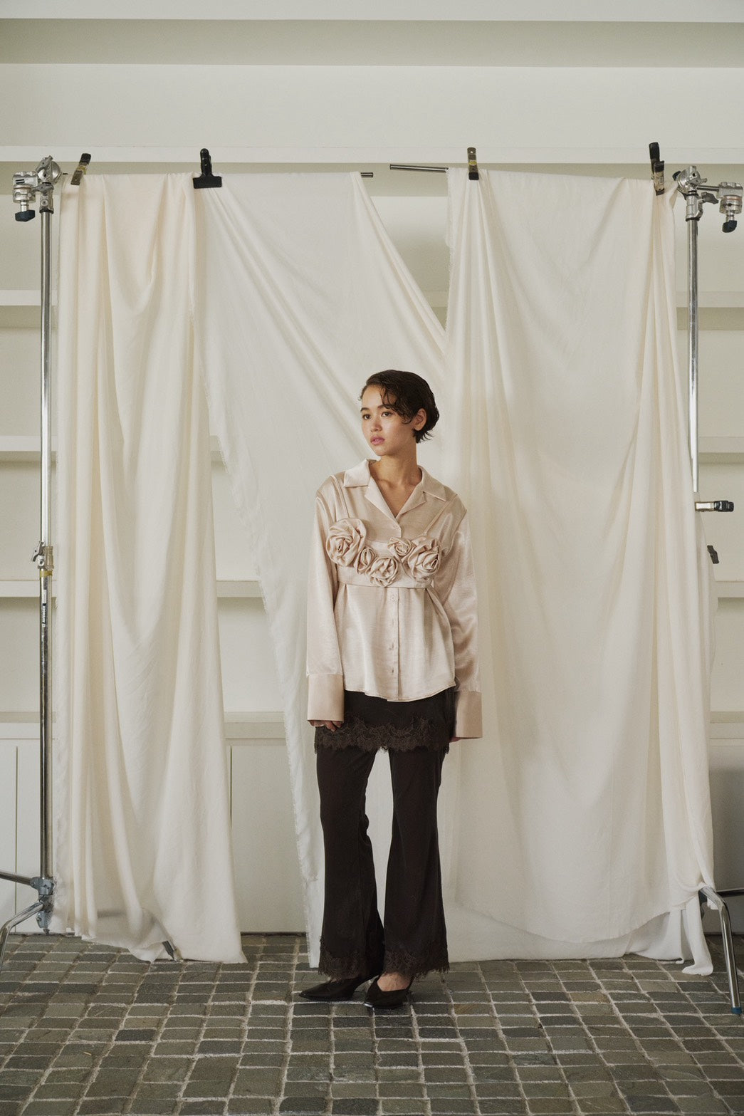 sheer velours skirt & pants set