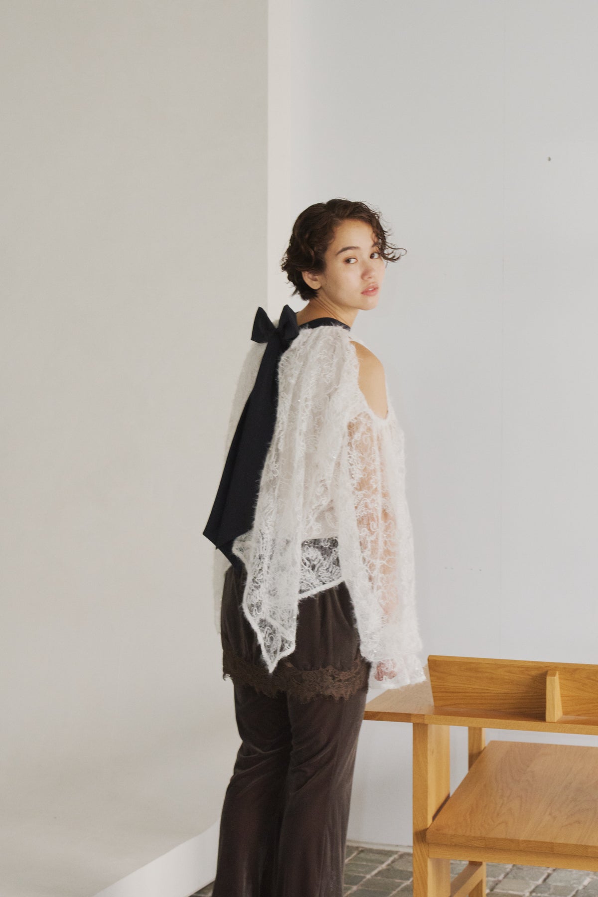 feather lace blouse