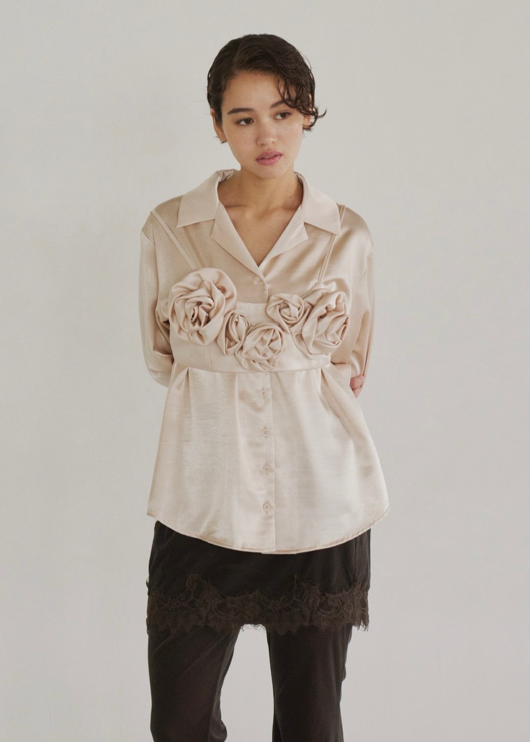 rosette satin bustier set