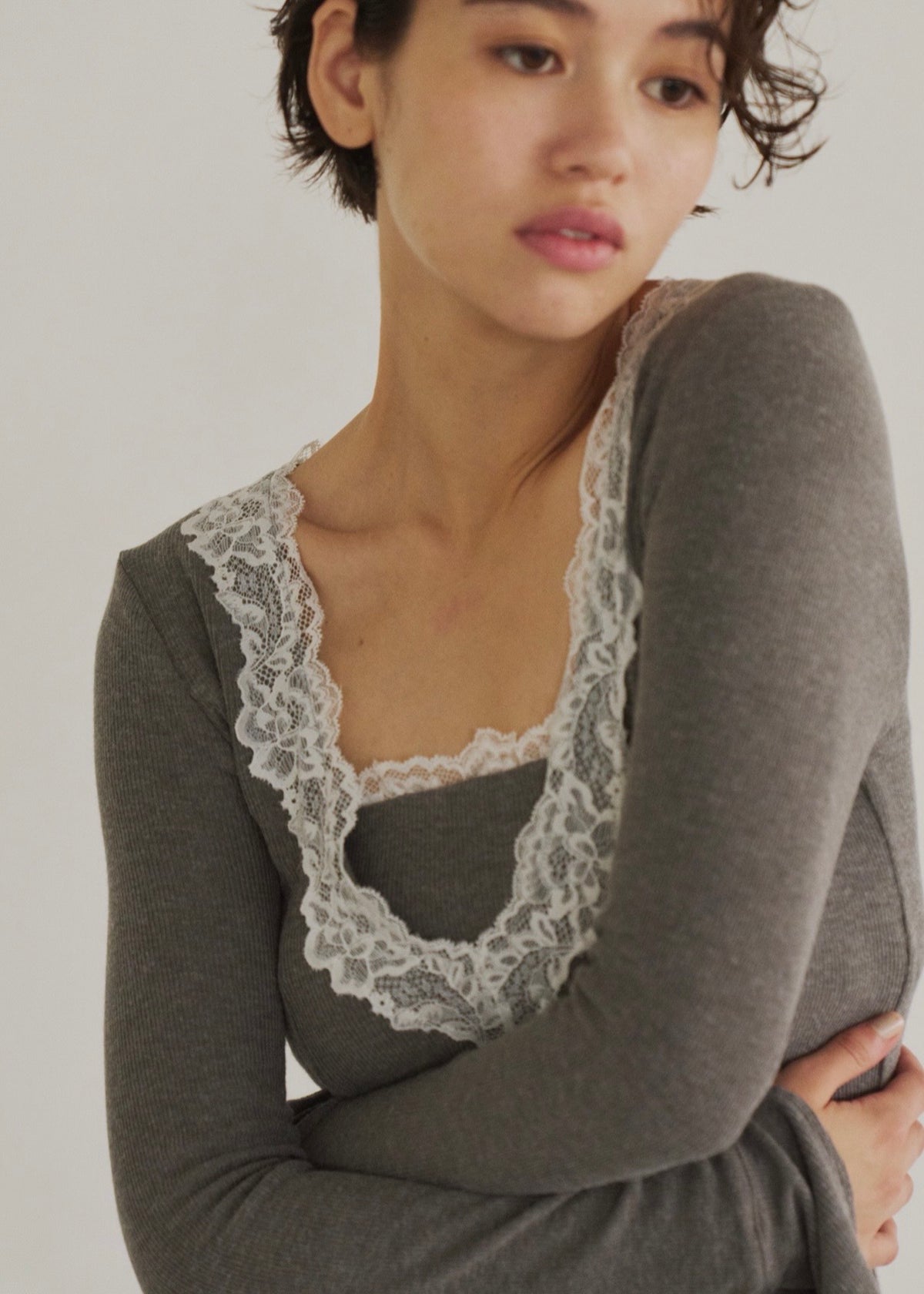 lace bare top set dress