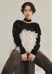 velour ruffle tulle top