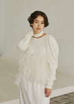 velour ruffle tulle top