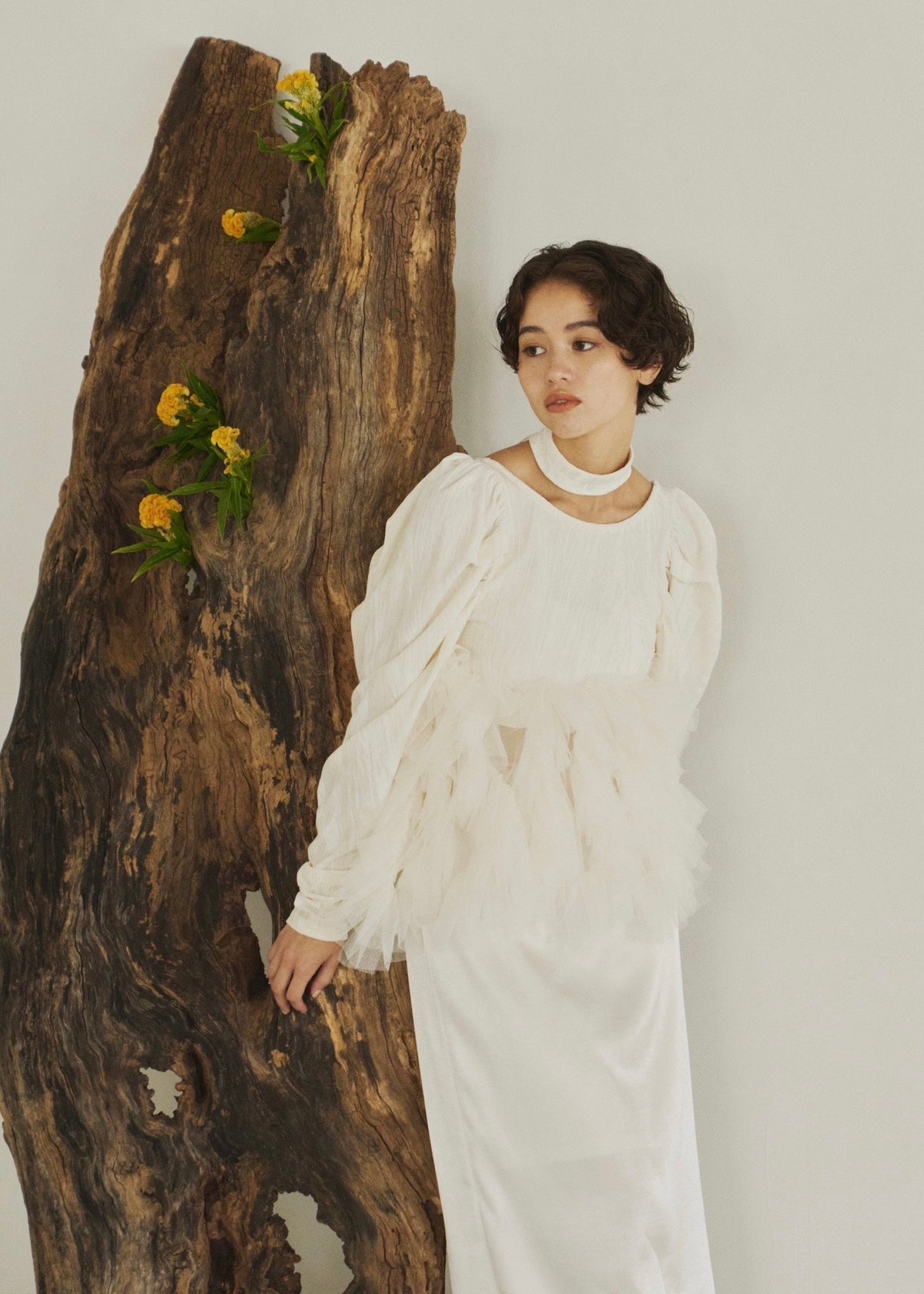 velour ruffle tulle top